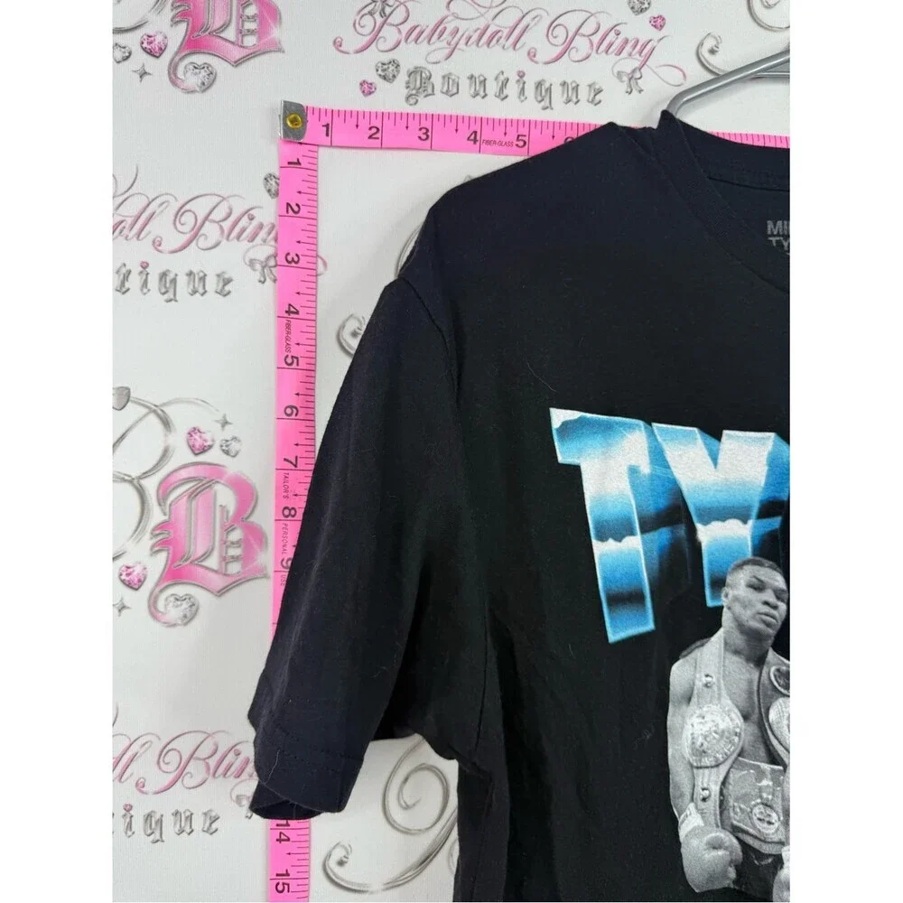Mike Tyson tshirt boxing boxer Black Graphic Tee with Blue Logo